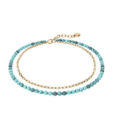 Fossil Women's Jewelry By The Sea Turquoise Blue Acrylic Beaded Multi-Strand Anklet - JA7320710