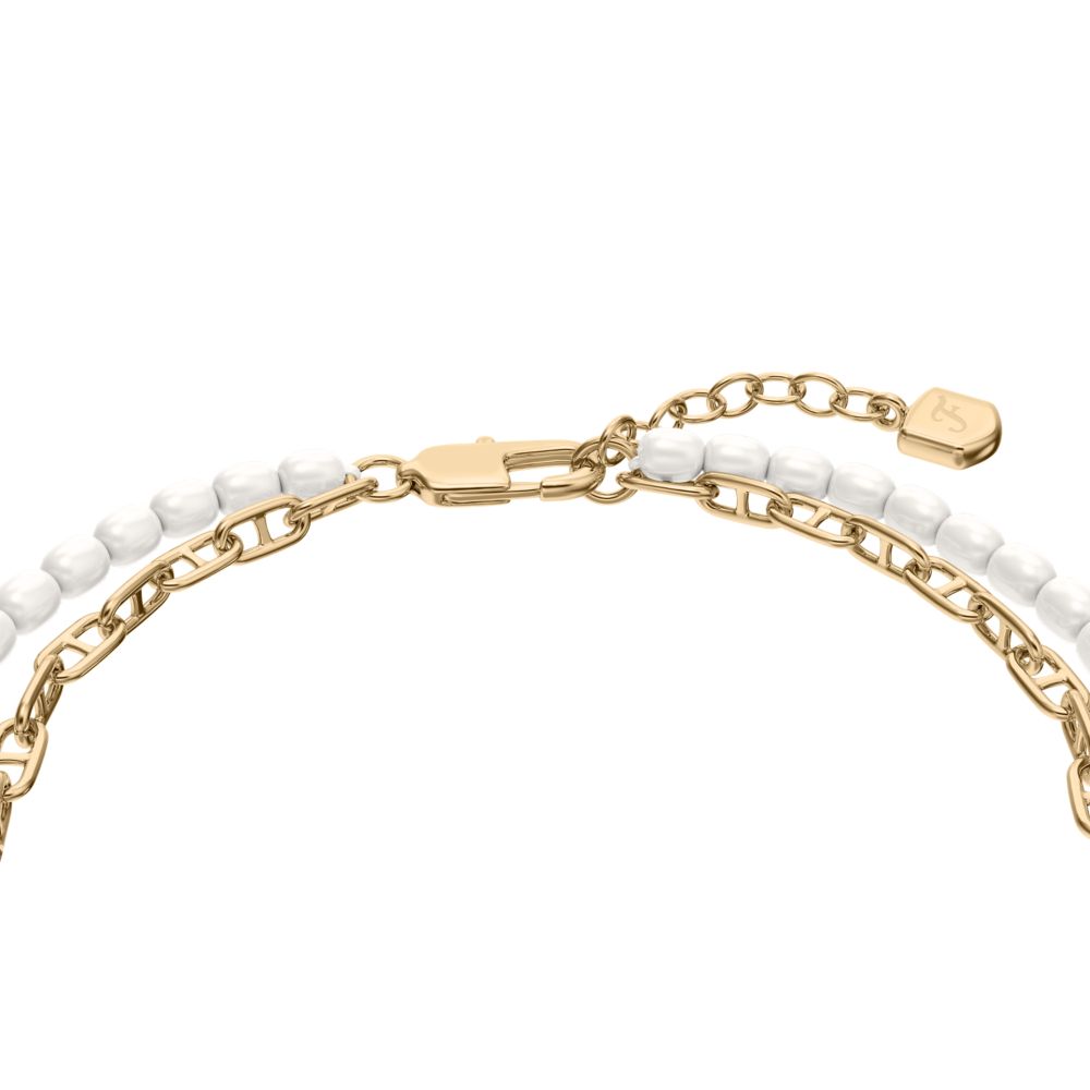 Fossil Women's Heritage Pearl D-Link Gold-Tone Brass Multi-Strand Bracelet - JA7322710 (2)
