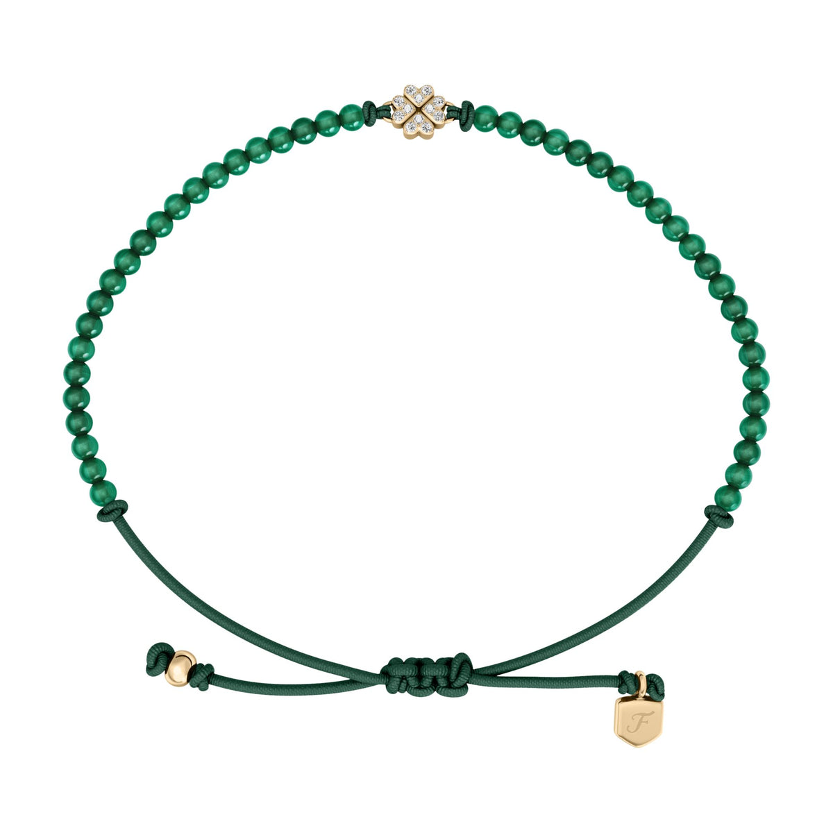 Fossil Women's Sutton Mini Moments Green Beaded Clover Bracelet -  JA7325710