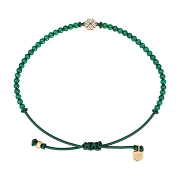 Fossil Women's Sutton Mini Moments Green Beaded Clover Bracelet -  JA7325710