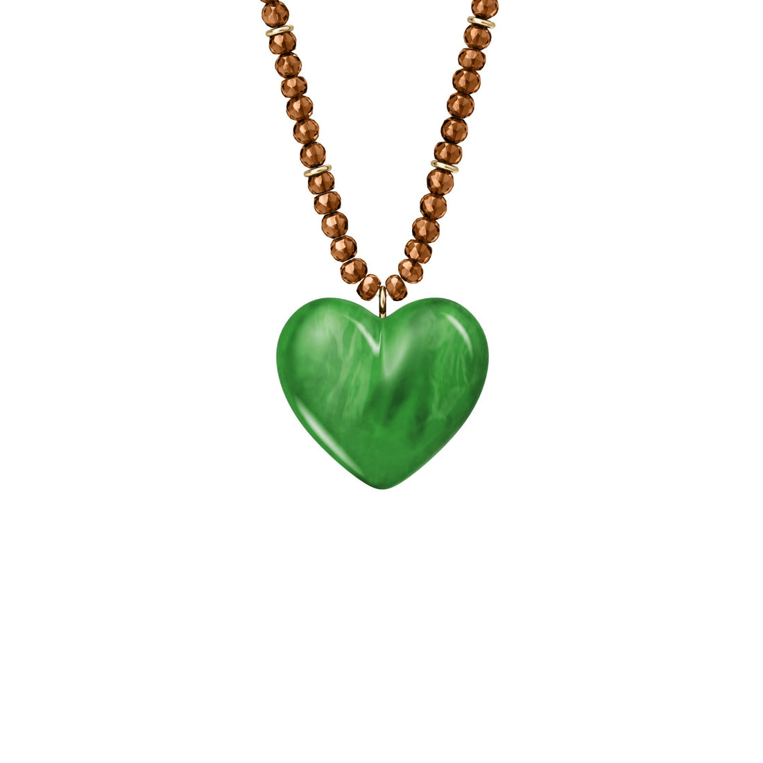 Fossil Women's Resin Collection Green Resin Heart Pendant Necklace -  JA7329710