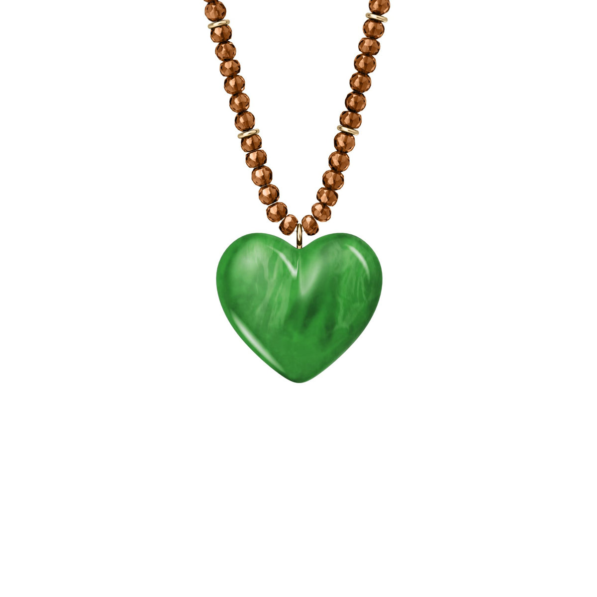 Fossil Women's Resin Collection Green Resin Heart Pendant Necklace -  JA7329710