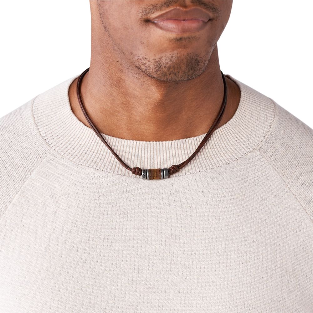 Fossil Men's Brown Rondell Leather Necklace - JF00899797 (3)