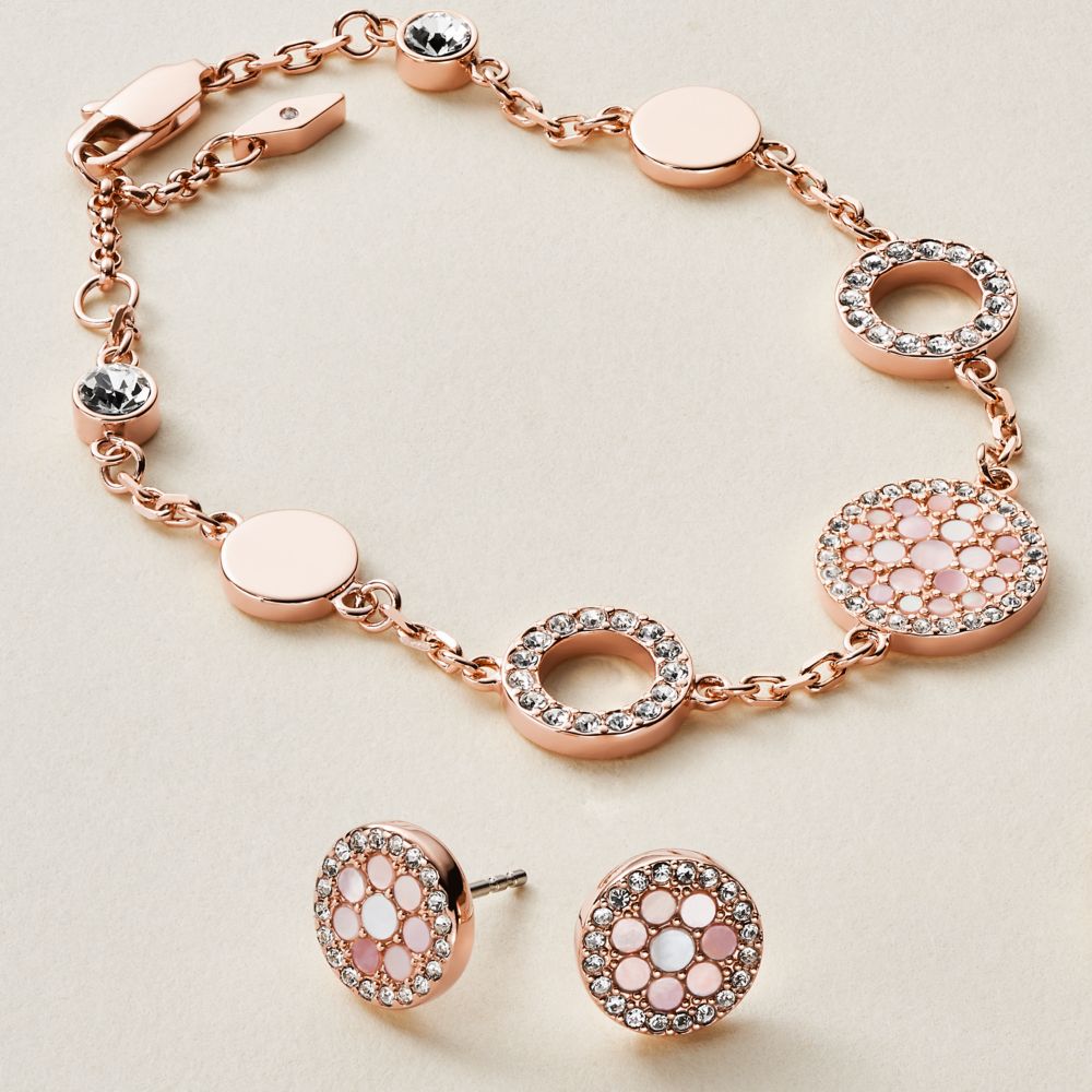 Fossil Women's Val Mosaic Mother-of-Pearl Disc Station Bracelet - JF01739791 (1)