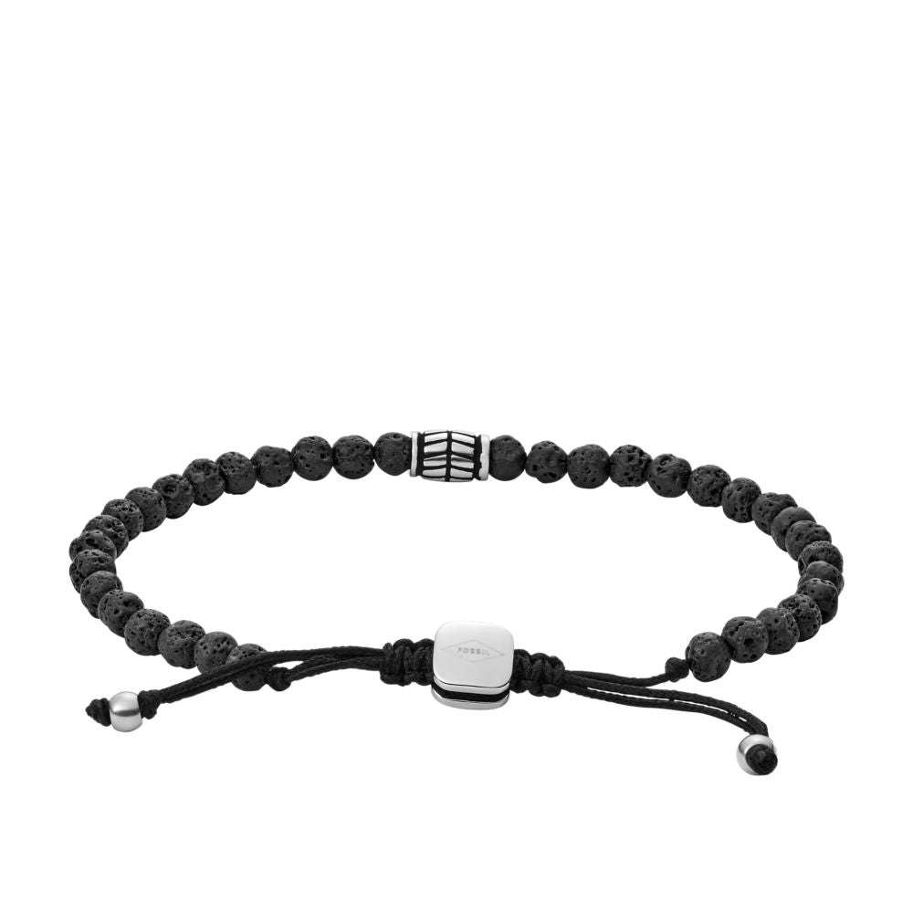 Fossil Men's Black Lava Stone Beaded Bracelet