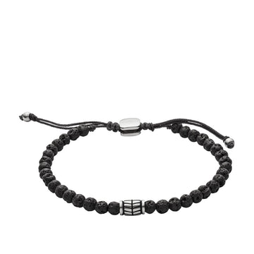 Fossil Men's Black Lava Stone Beaded Bracelet
