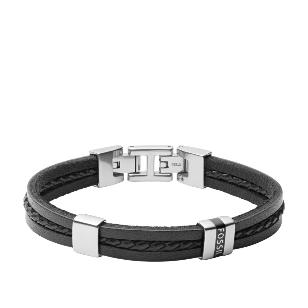 Fossil Women's Black Leather Multi Strand Bracelet - JF03686040 (1)