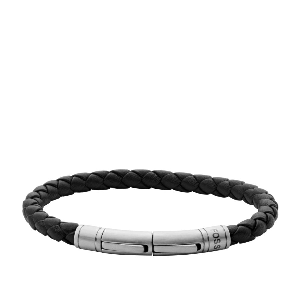 Fossil Men's Vintage Casual Brown Braided Leather Bracelet - JF04089040