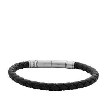 Fossil Men's Vintage Casual Brown Braided Leather Bracelet - JF04089040