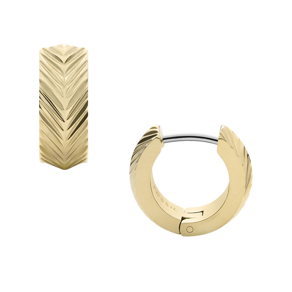 Harlow Linear Texture Gold-Tone Stainless Steel Huggie Hoop Earrings - JF04116710