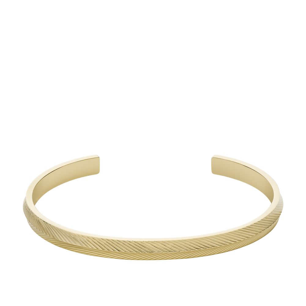 Harlow Linear Texture Gold-Tone Stainless Steel Bangle Bracelet - JF04117710