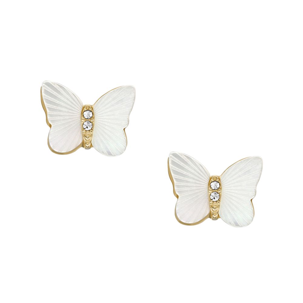 Fossil Women's Radiant Wings White Mother of Pearl Stud Butterfly Earrings -  JF04422710
