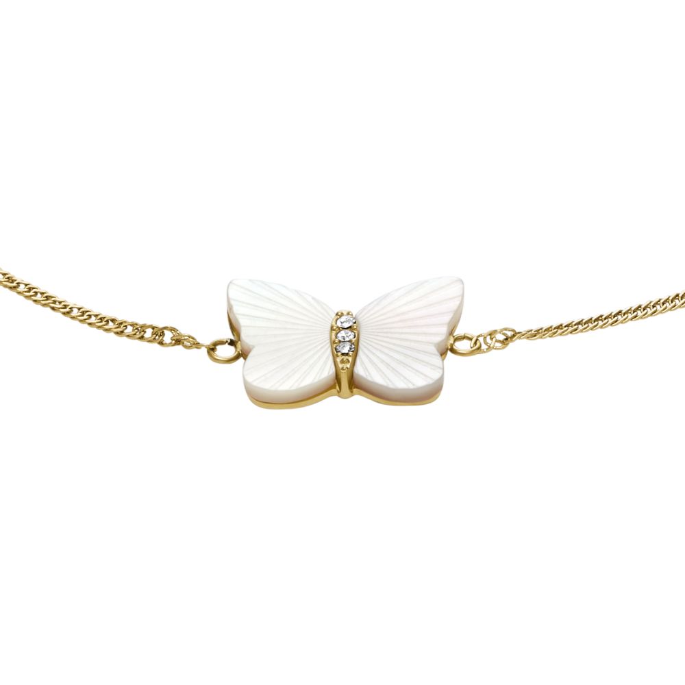 Fossil Women's Radiant Wings White Mother of Pearl Butterfly Chain Bracelet -  JF04425710 (1)
