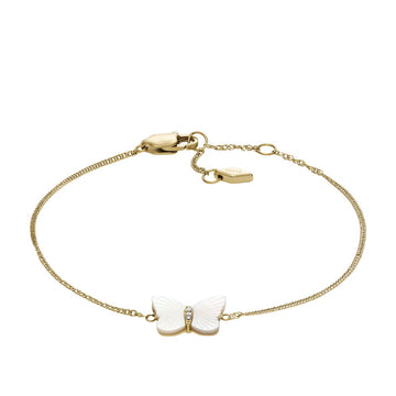 Fossil Women's Radiant Wings White Mother of Pearl Butterfly Chain Bracelet -  JF04425710