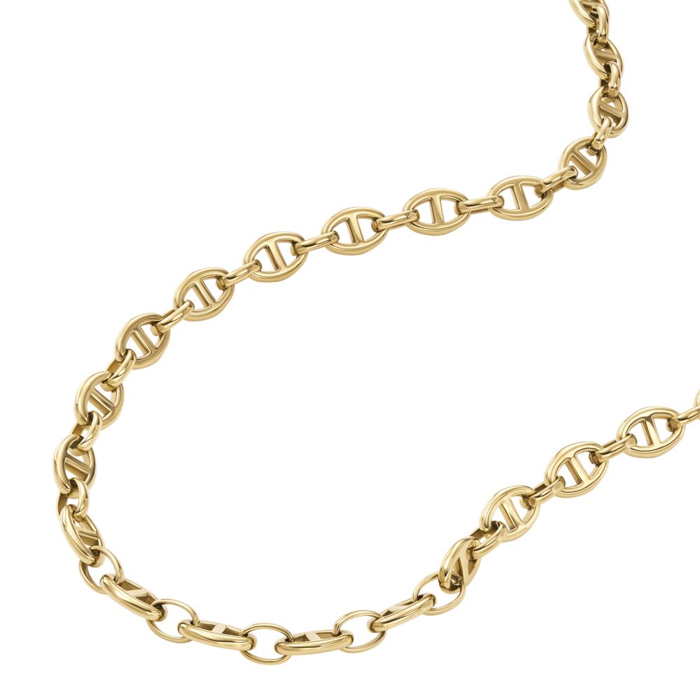 Fossil Women's Heritage D-Link Gold-Tone Stainless Steel Anchor Chain Necklace -  JF04521710