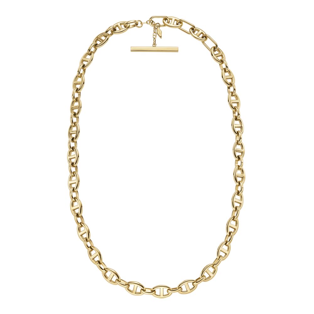 Fossil Women's Heritage D-Link Gold-Tone Stainless Steel Anchor Chain Necklace -  JF04521710 (2)