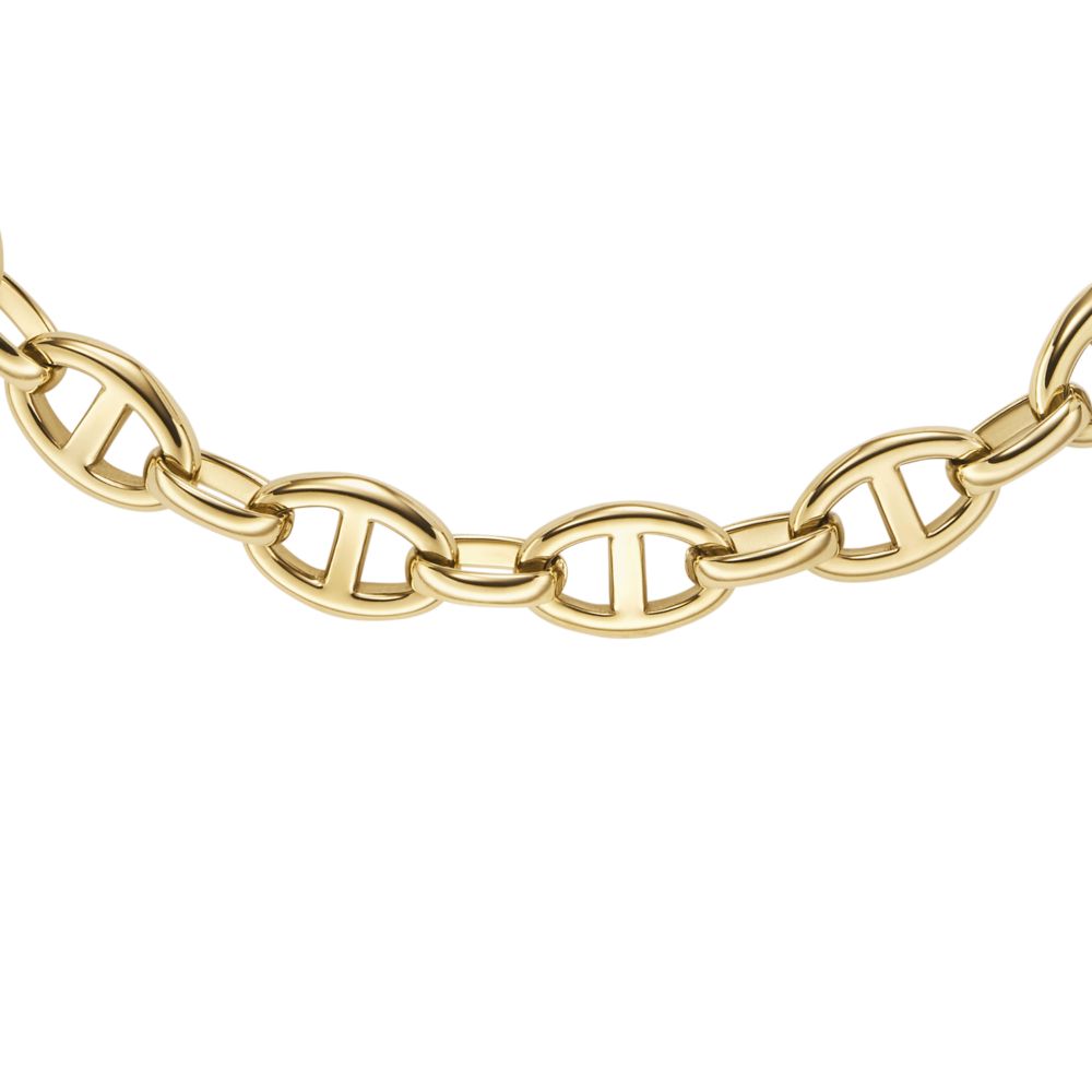 Fossil Women's Heritage D-Link Gold-Tone Stainless Steel Anchor Chain Necklace -  JF04521710