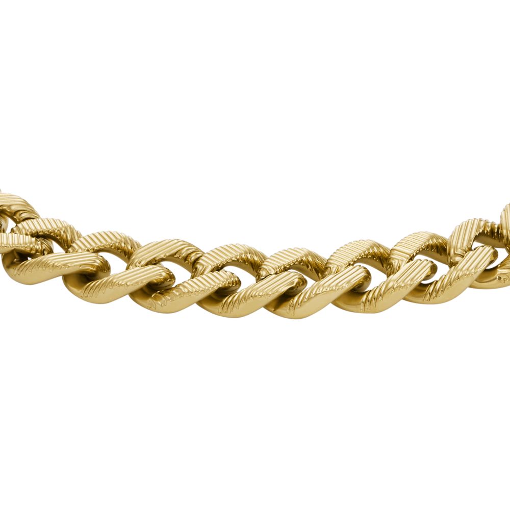 Fossil Men's Harlow Linear Texture Chain Gold-Tone Stainless Steel Bracelet -  JF04698710 (1)