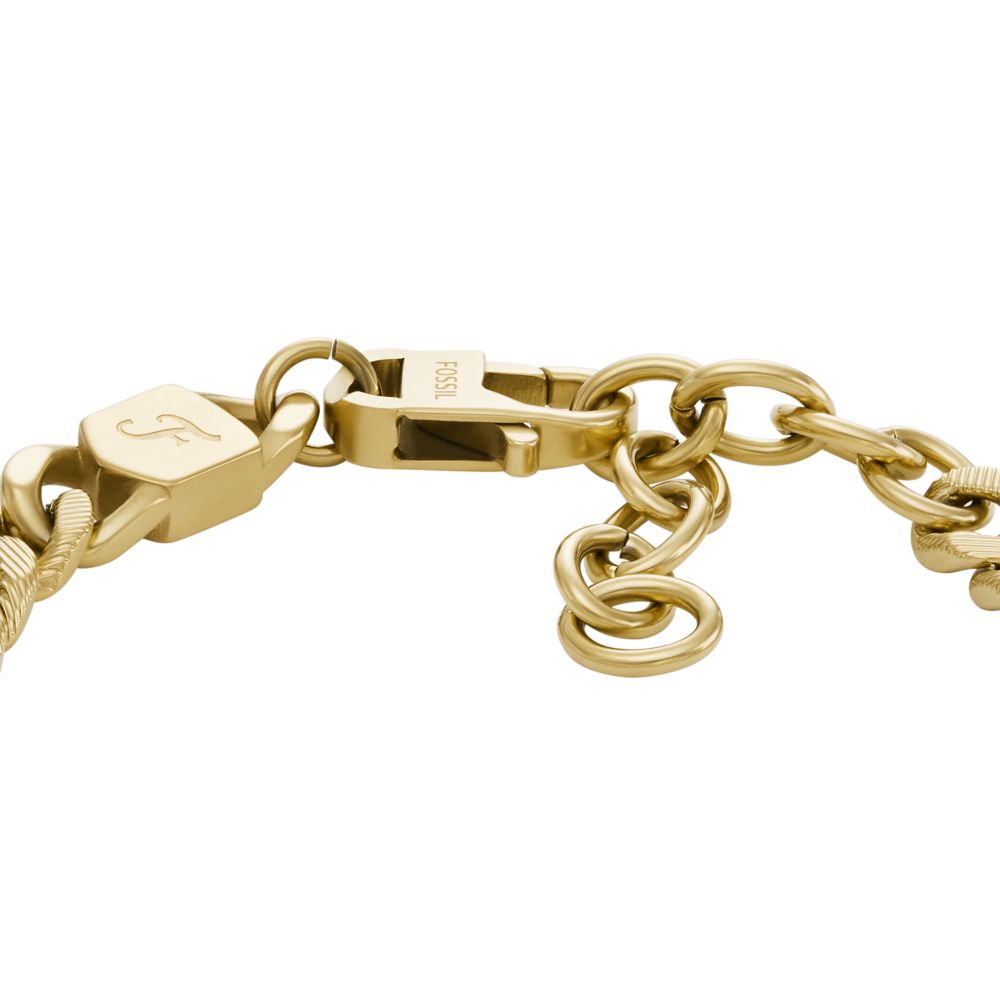 Fossil Men's Harlow Linear Texture Chain Gold-Tone Stainless Steel Bracelet -  JF04698710 (2)