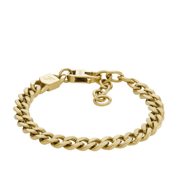 Fossil Men's Harlow Linear Texture Chain Gold-Tone Stainless Steel Bracelet -  JF04698710