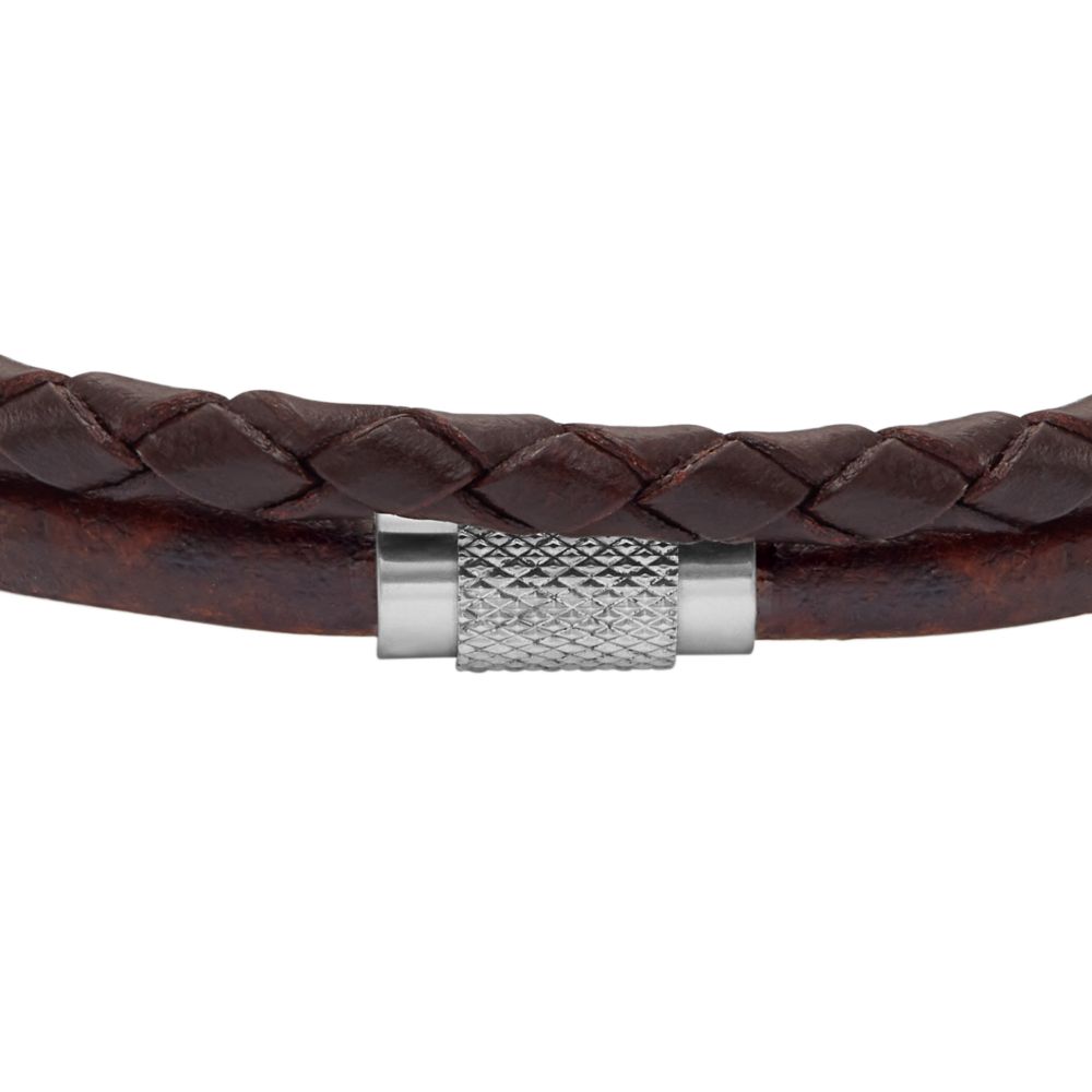 Fossil Men's All Stacked Up Brown Leather Multi-Strand Bracelet -  JF04702040 (1)