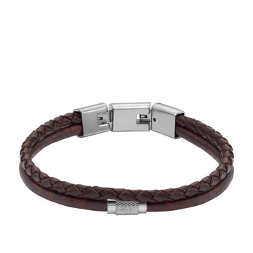 Fossil Men's All Stacked Up Brown Leather Multi-Strand Bracelet -  JF04702040