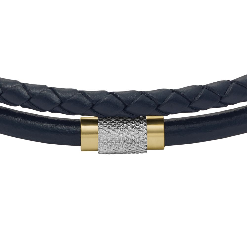 Fossil Men's All Stacked Up Navy Leather Multi-Strand Bracelet -  JF04703998 (3)