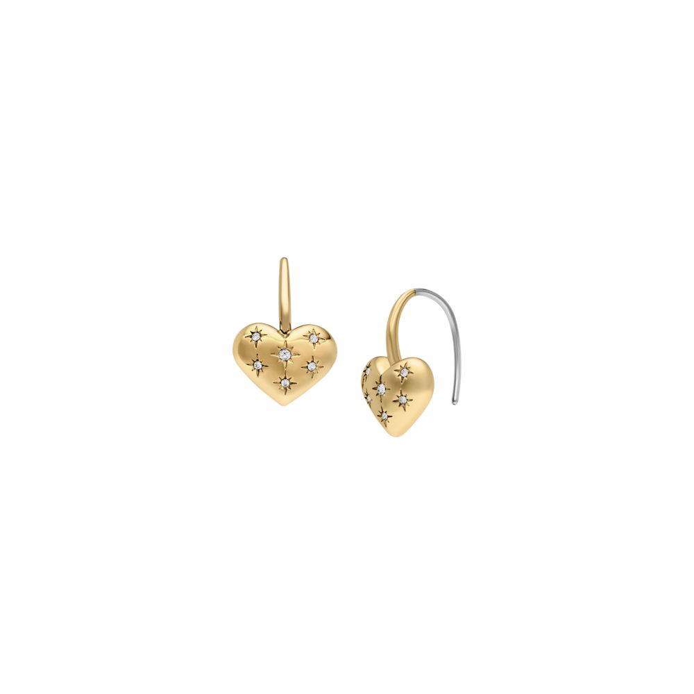 Fossil Women's Sadie All My Love Gold-Tone Stainless Steel Heart Drop Earrings - JF04833710 (1)