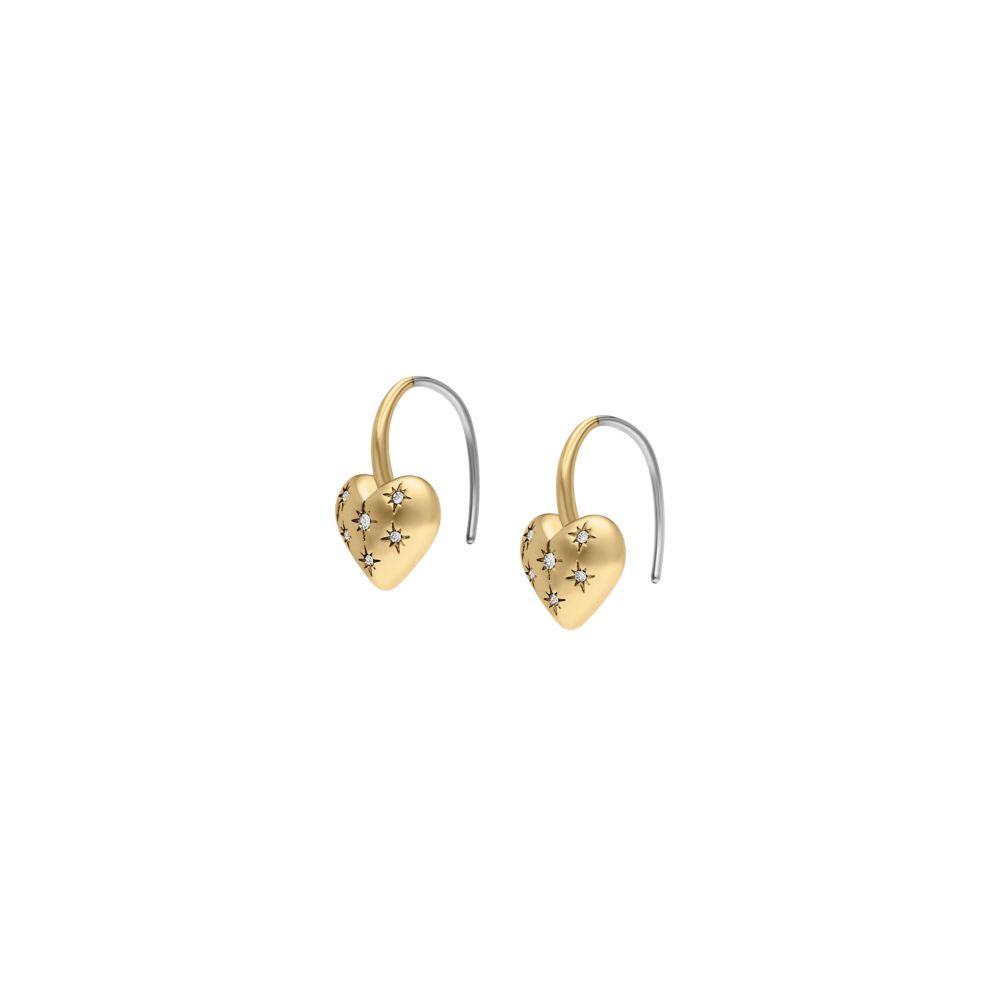 Fossil Women's Sadie All My Love Gold-Tone Stainless Steel Heart Drop Earrings - JF04833710 (2)