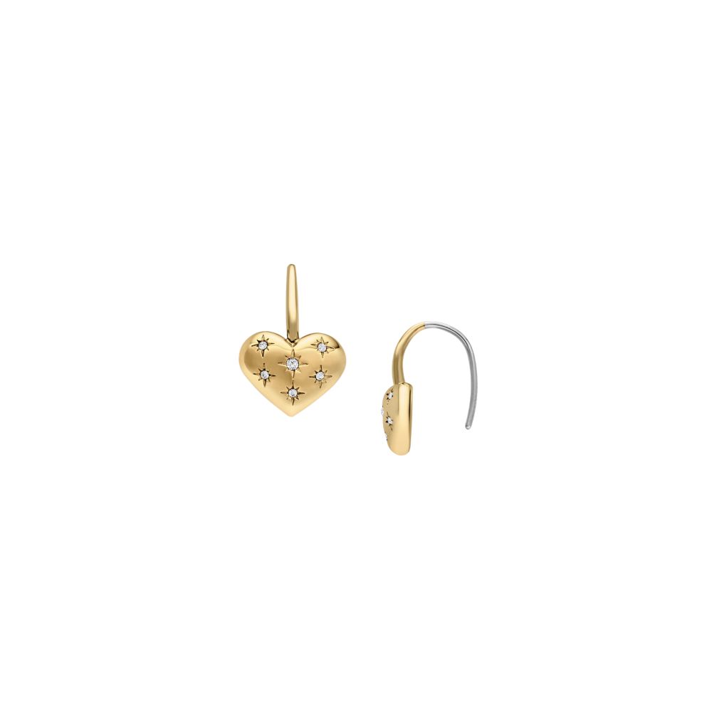 Fossil Women's Sadie All My Love Gold-Tone Stainless Steel Heart Drop Earrings - JF04833710