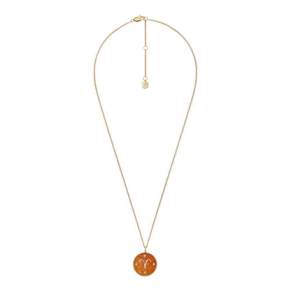Fossil Women's Written in the Stars Gold Steel Red Carnelian Aries Pendant Necklace - JF04838710 (2)