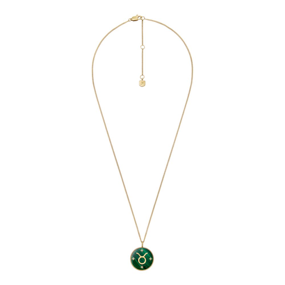 Fossil Women's Written in the Stars Gold Steel Green Malachite Taurus Pendant Necklace - JF04839710 (2)