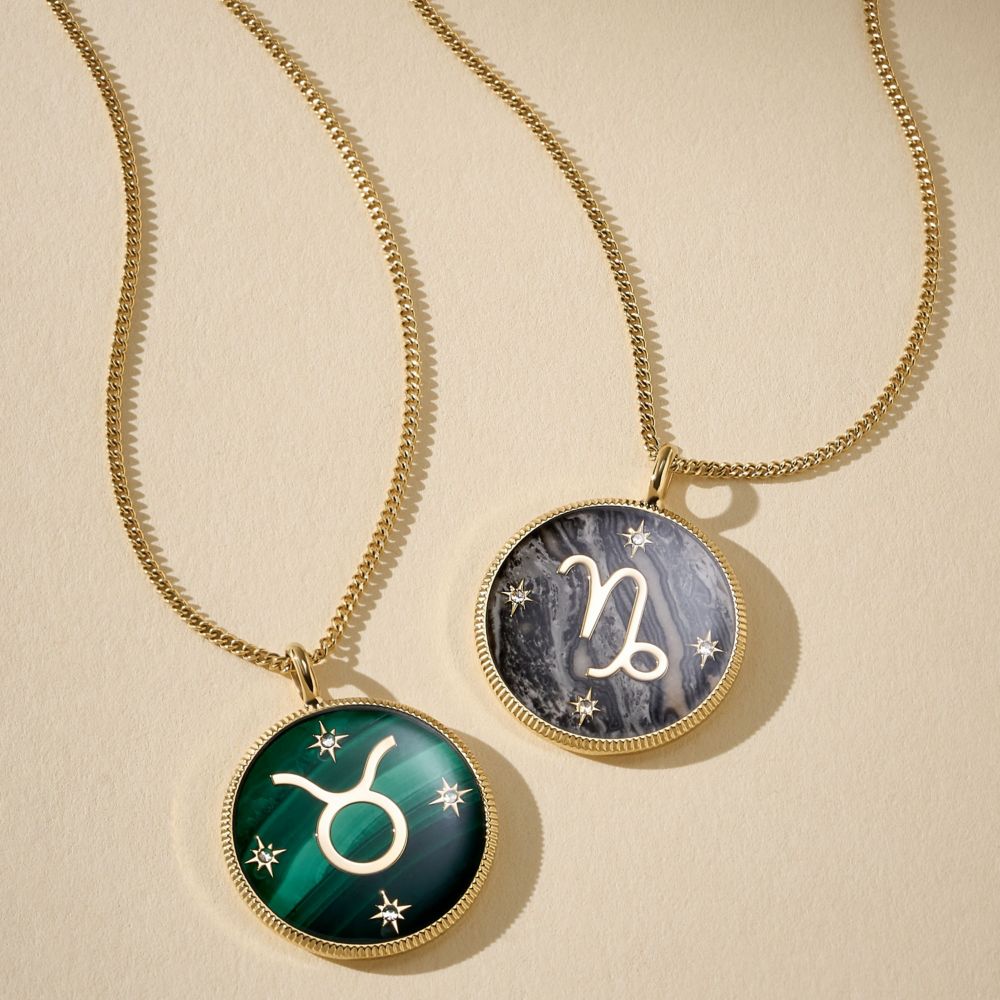 Fossil Women's Written in the Stars Gold Steel Green Malachite Taurus Pendant Necklace - JF04839710 (4)