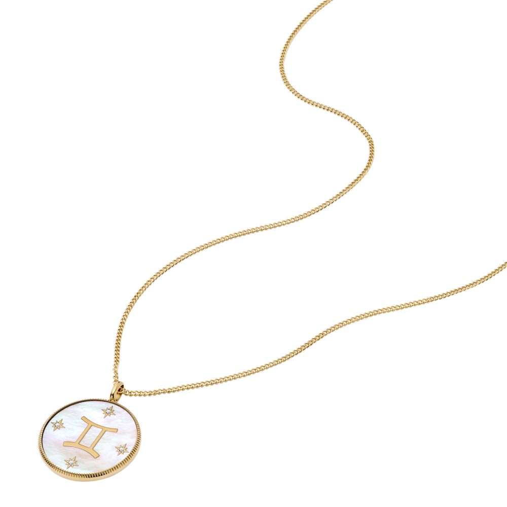 Fossil Women's Written in the Stars Gold Steel White Mother-of-Pearl Gemini Pendant Neck- JF04840710 (2)