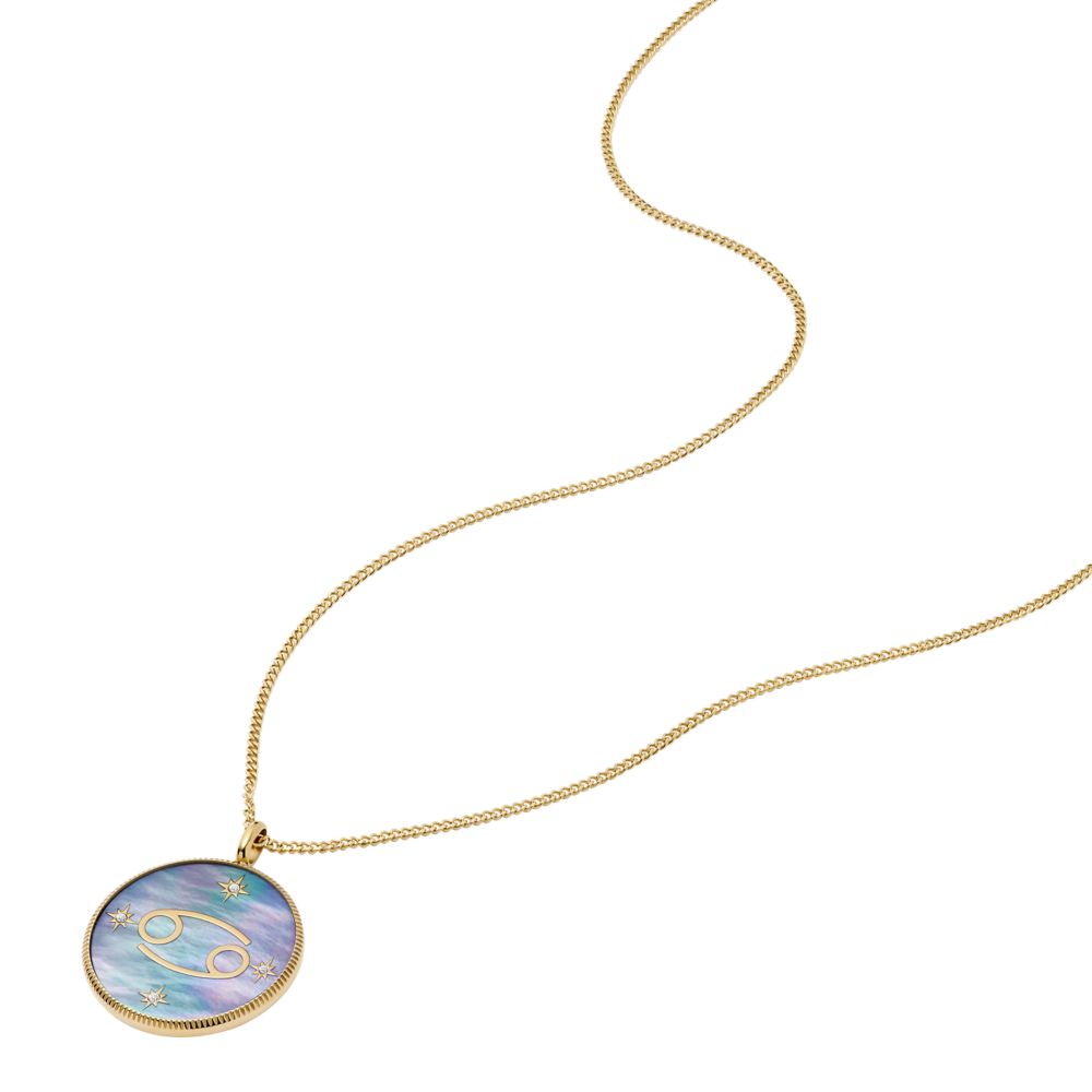 Fossil Women's Written in the Stars Gold Steel Black MOP Cancer Pendant Necklace - JF04841710 (3)