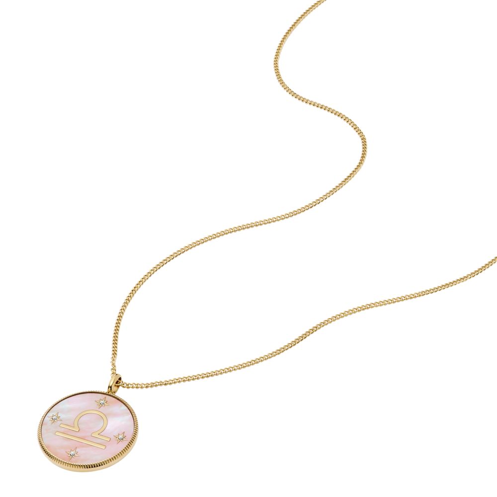 Fossil Women's Written in the Stars Gold Steel Pink Mother-of-Pearl Libra Pendant Neck - JF04844710 (3)