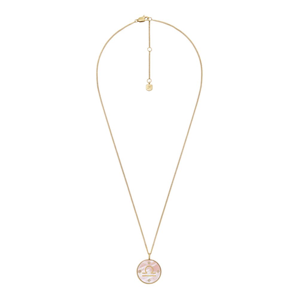 Fossil Women's Written in the Stars Gold Steel Pink Mother-of-Pearl Libra Pendant Neck - JF04844710 (2)