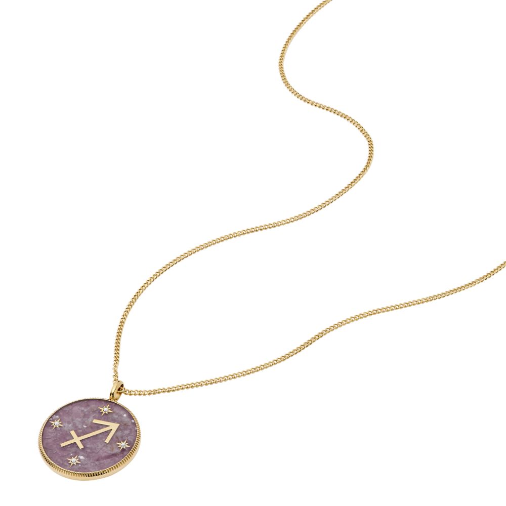 Fossil Women's Written in the Stars Gold Steel Purple Amethyst Sagittarius Pendant Neck - JF04846710 (2)
