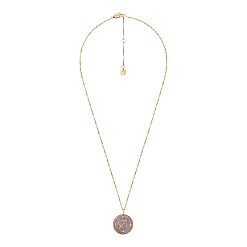 Fossil Women's Written in the Stars Gold Steel Purple Amethyst Sagittarius Pendant Neck - JF04846710 (1)