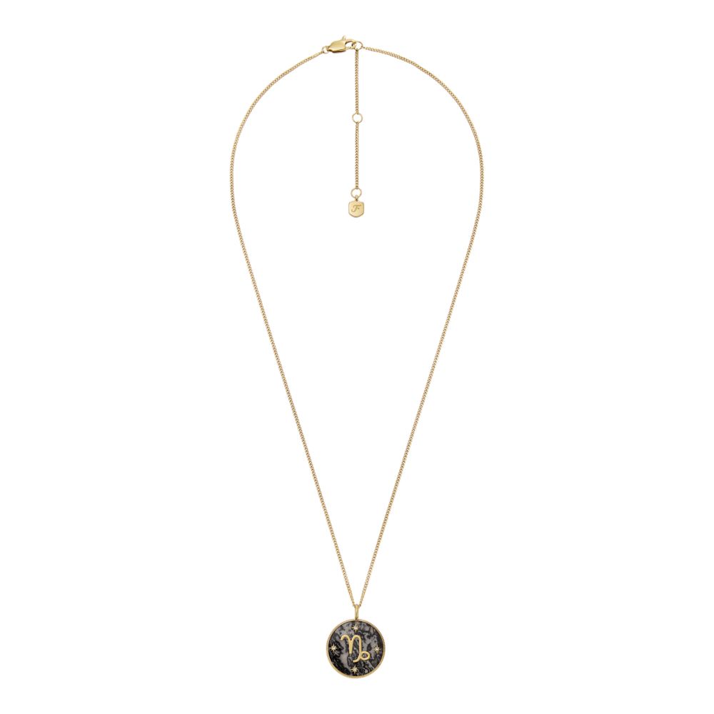 Fossil Women's Written in the Stars Gold Steel Gray Hematite Capricorn Pendant Necklace - JF04847710