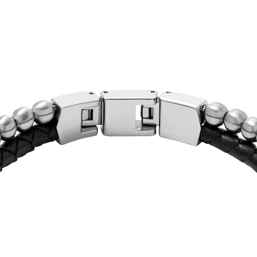 Fossil Men's Beads Black Leather Multi-Strand Bracelet - JF04855040 (2)