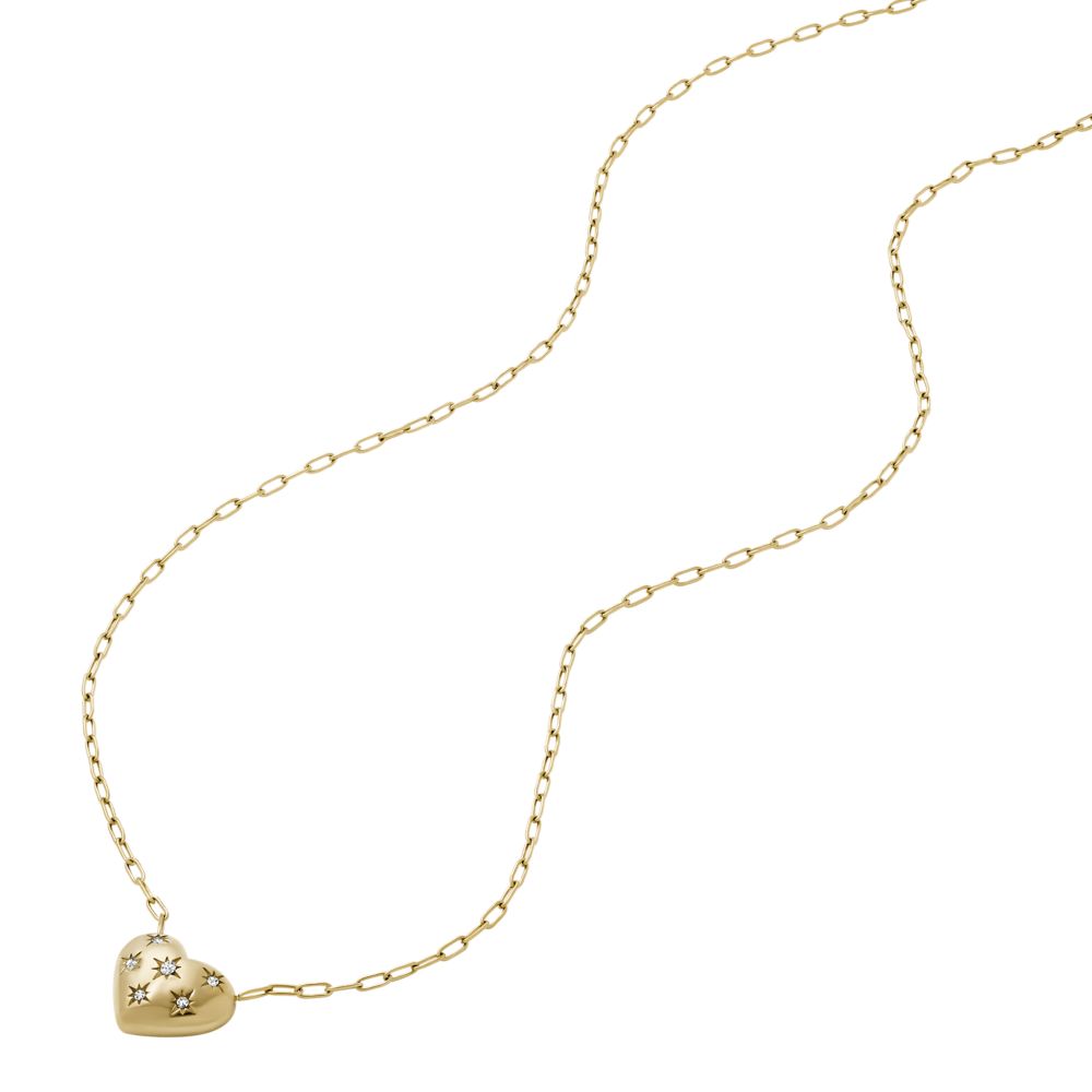 Fossil Women's Sadie All My Love Gold-Tone Stainless Steel Heart Pendant Necklace - JF04856710 (1)