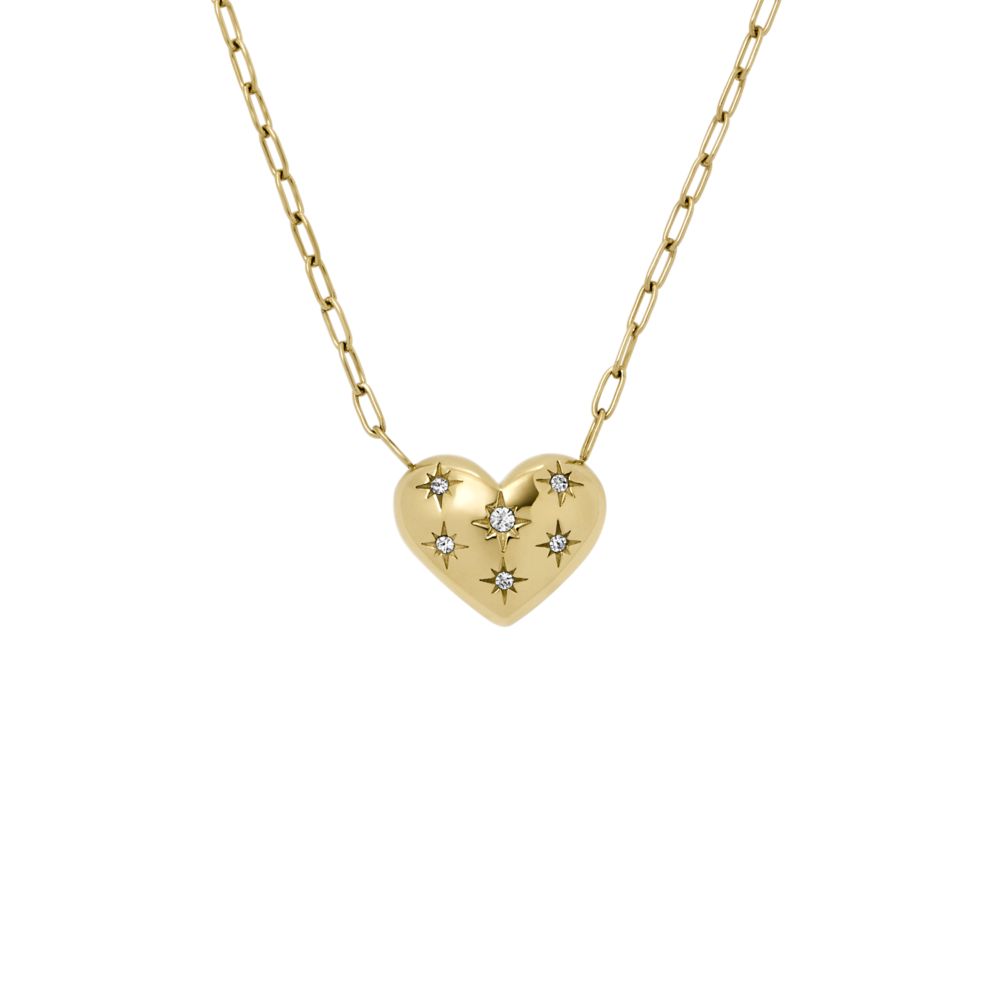 Fossil Women's Sadie All My Love Gold-Tone Stainless Steel Heart Pendant Necklace - JF04856710