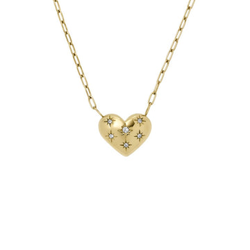Fossil Women's Sadie All My Love Gold-Tone Stainless Steel Heart Pendant Necklace - JF04856710
