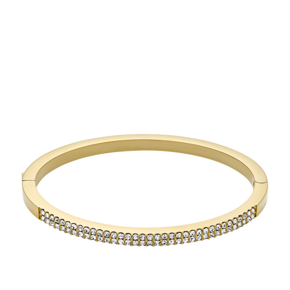 Fossil Women's Ellis Pavé Glitz Gold-Tone Stainless Steel Bangle Bracelet - JF04862710