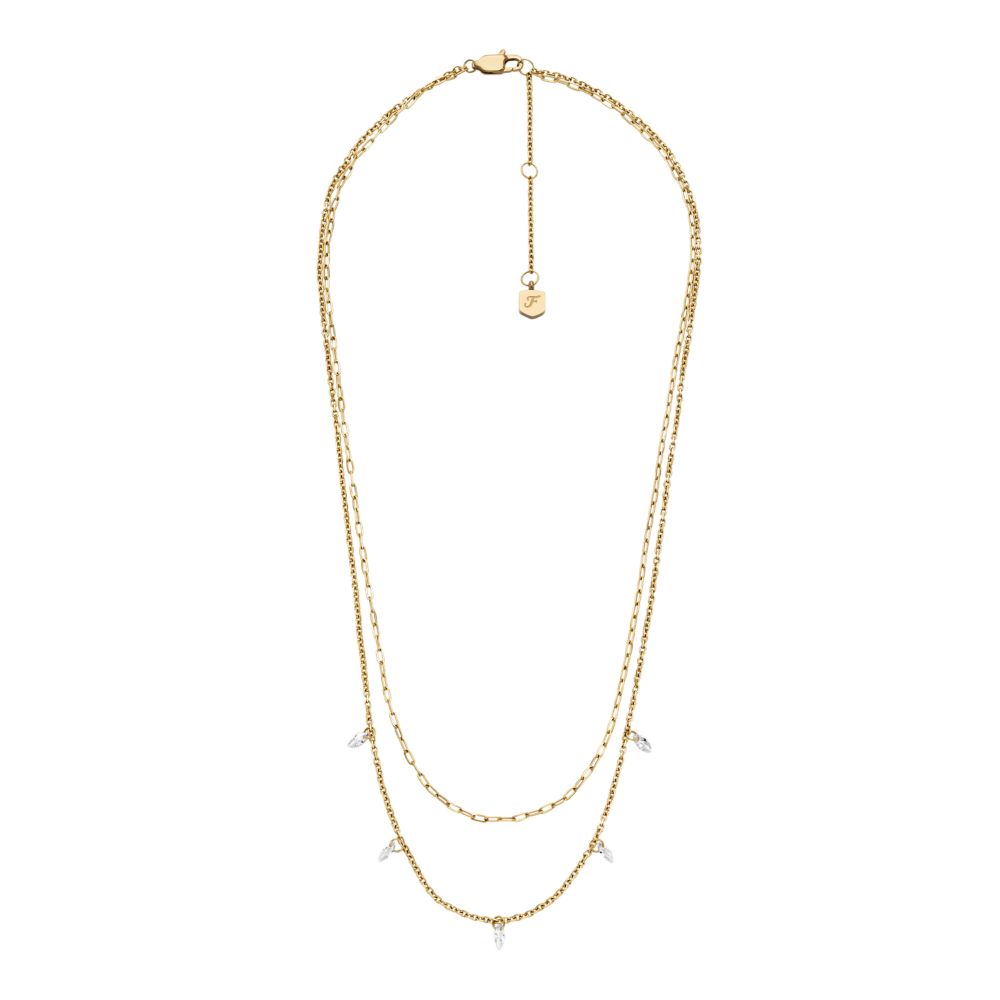 Fossil Women's Ellis Shaky Glitz Gold-Tone Stainless Steel Multi-Strand Necklace -  JF04894710 (2)