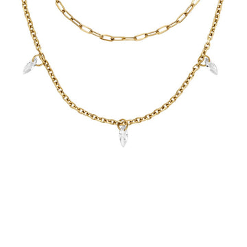 Fossil Women's Ellis Shaky Glitz Gold-Tone Stainless Steel Multi-Strand Necklace -  JF04894710