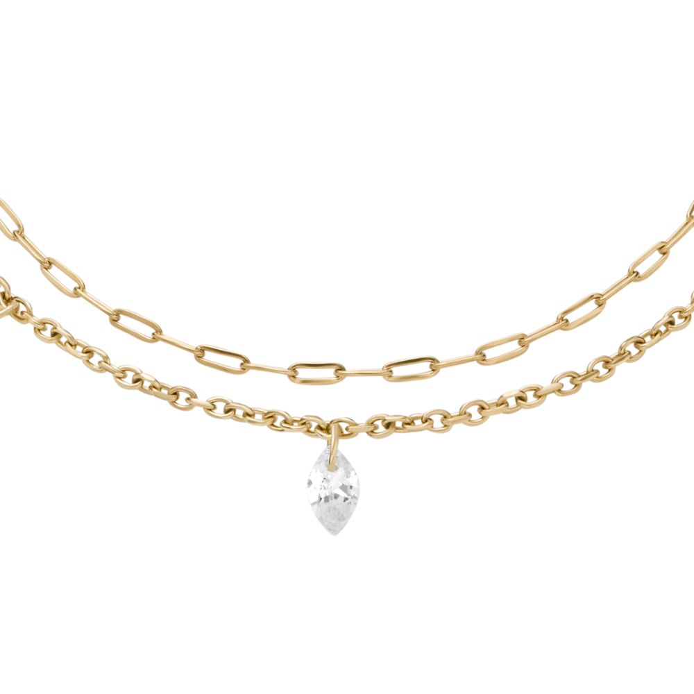 Fossil Women's Ellis Shaky Glitz Gold-Tone Stainless Steel Multi-Strand Bracelet -  JF04895710 (1)