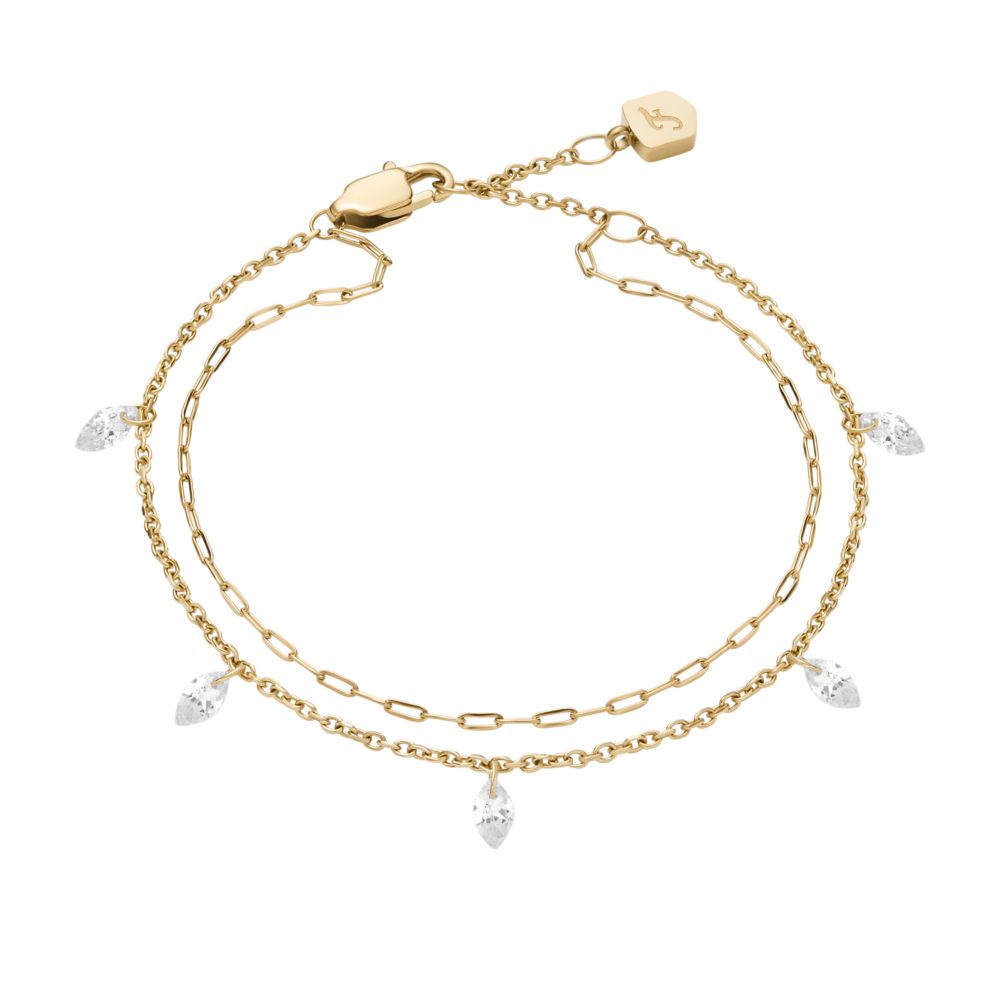Fossil Women's Ellis Shaky Glitz Gold-Tone Stainless Steel Multi-Strand Bracelet -  JF04895710