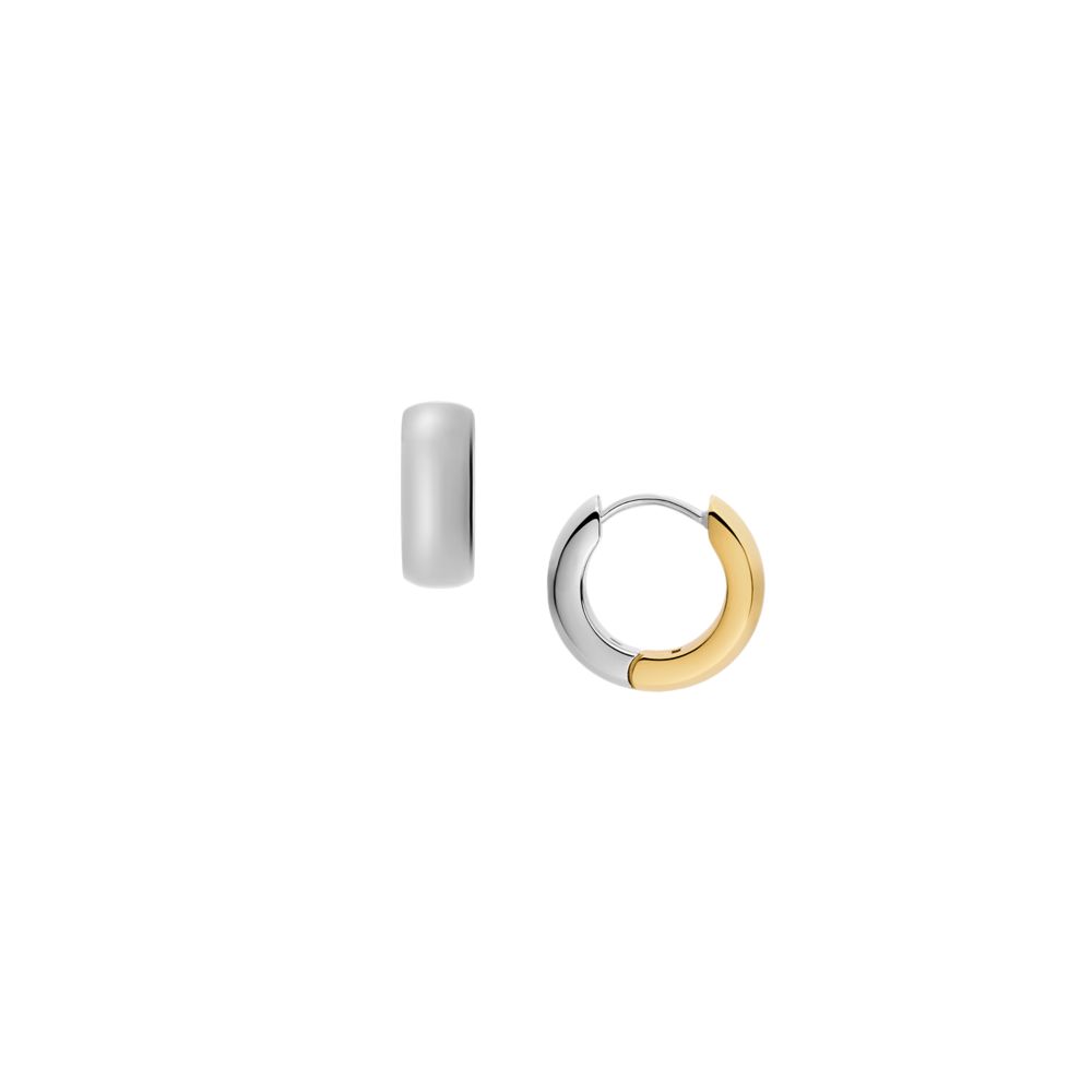 Fossil Women's Ellis Domed Collection Two-Tone Stainless Steel Hoop Earrings - JF04899998 (1)